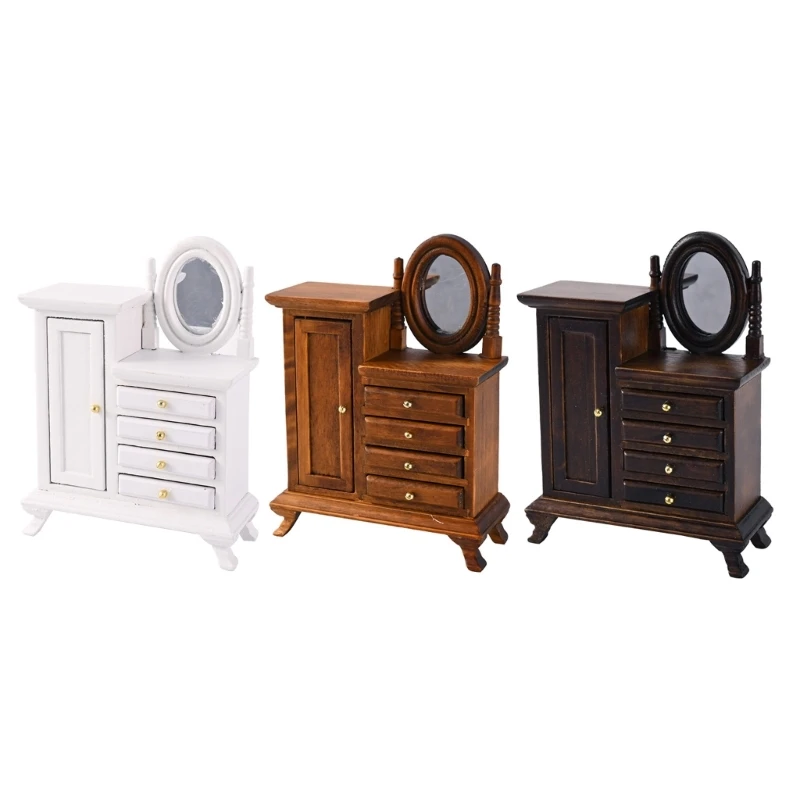 

1/16 Miniature Vanity Dresser with Functional Drawers for Dollhouses Collector 15UB