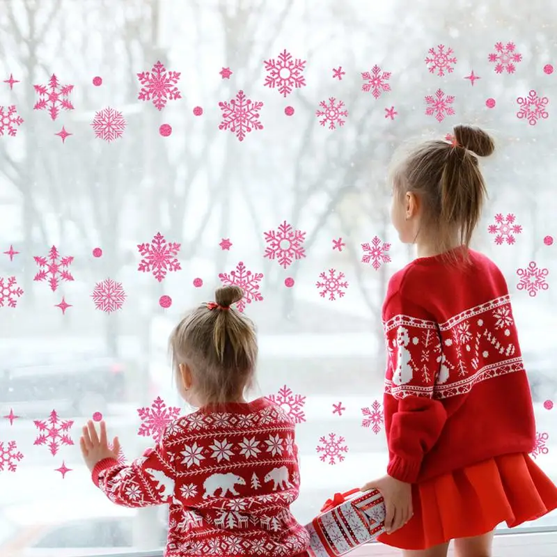 3Pcs Christmas Snowflake Window Sticker Decoration Holiday Party Cartoon Snowflake Self-adhesive Decal 2025 New Year Decors