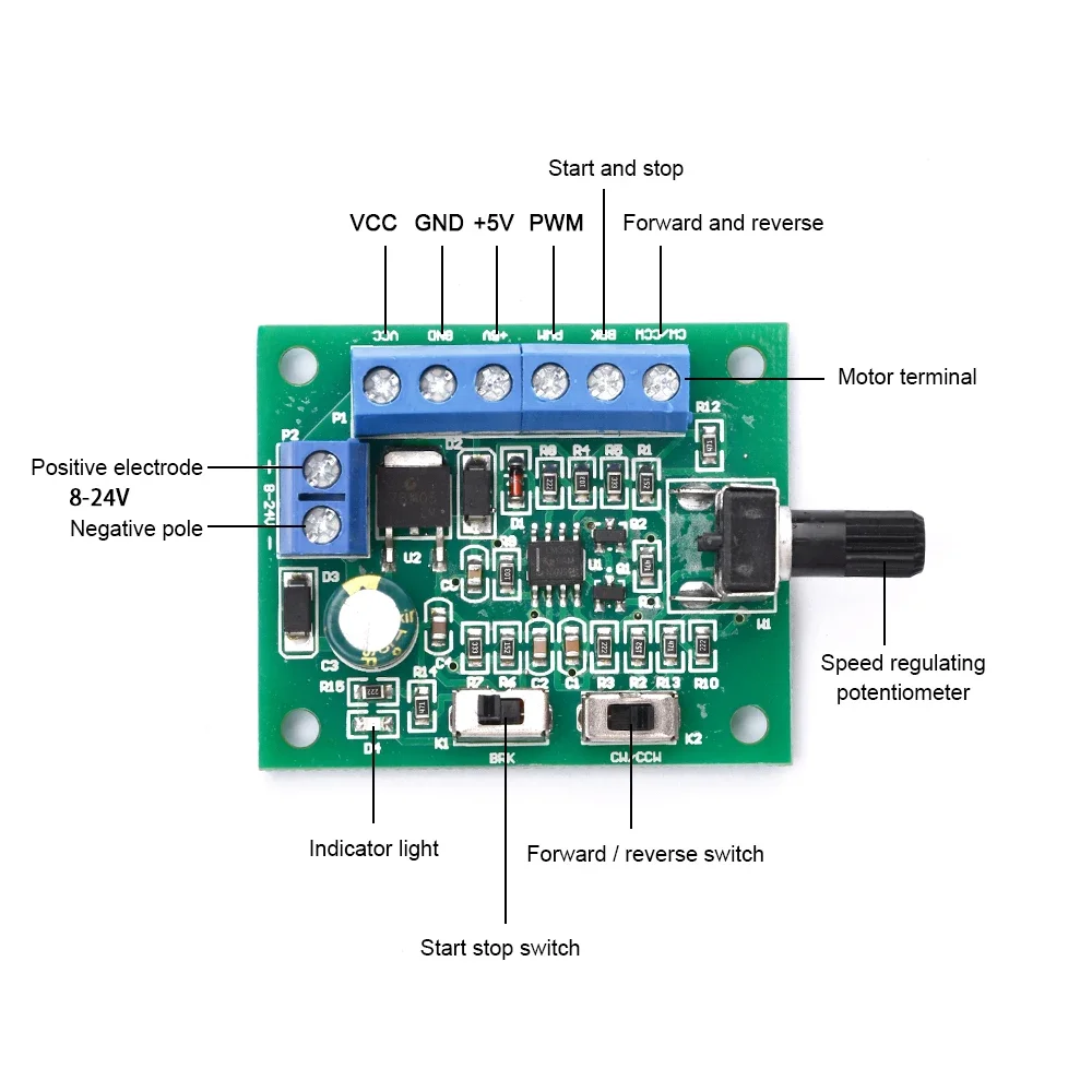 DC 8V 12V 18V 24V Multifunction PWM BLDC Brushless Motor Speed Controller Module Board Control Start / Stop CW /CCW