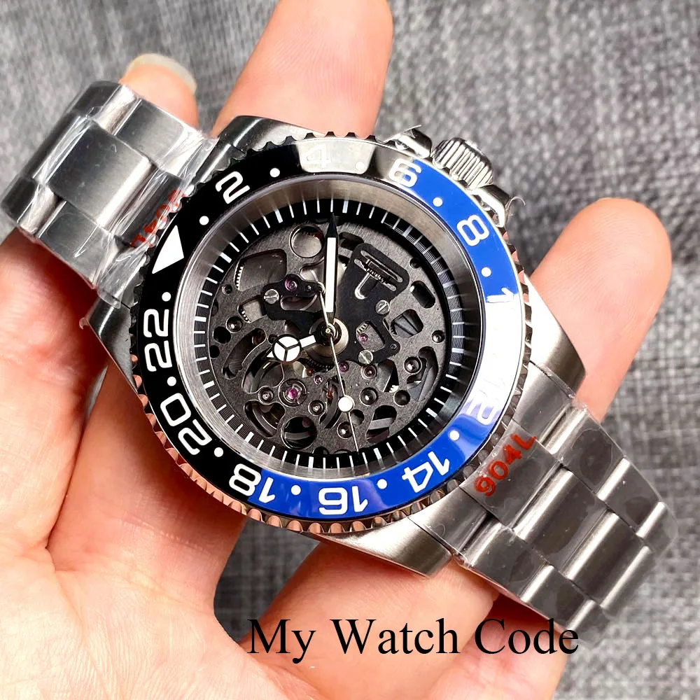 Imagem -05 - Impermeável Relógio Mecânico Diver Masculino Automático Turbilhão Esqueleto Dial Sapphire Pulseira de Aço Nh72a 904l