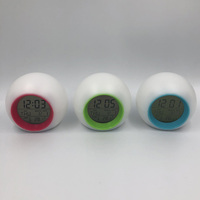 Round Colorful Ball Night Light Clock 7 Led Colors 7 Sleep Sounds Multi Function Electronic Bedside Alarm Clock 12/24 Hour