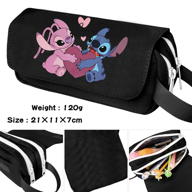 Disney Lilo Stitch Pencil Case Bag Large Capacity Pen Case Supplies Stationery Kawaii School Pencil Cartoon Cosmetic Bag