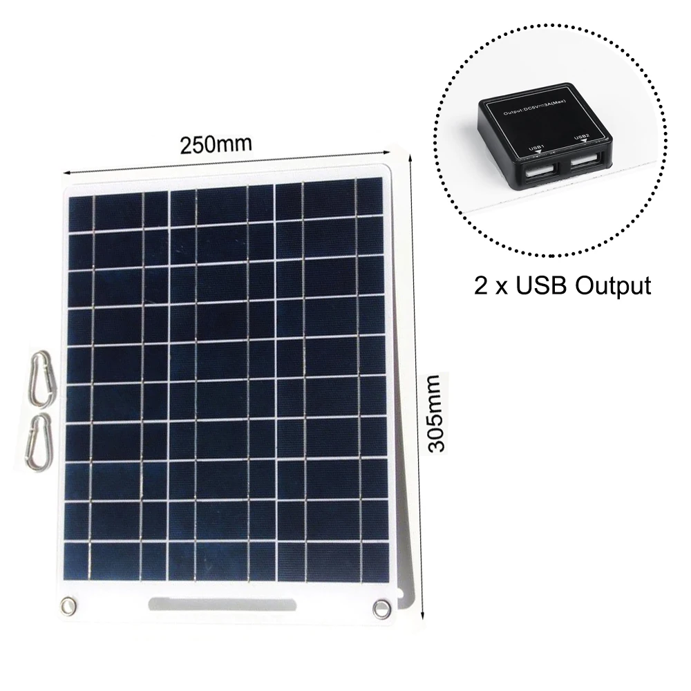 Painel solar impermeável ao ar livre portátil, carregador do telefone, pilha, carro, navio, acampamento, caminhadas, curso, 5V, USB duplo, polysilicon, 40W