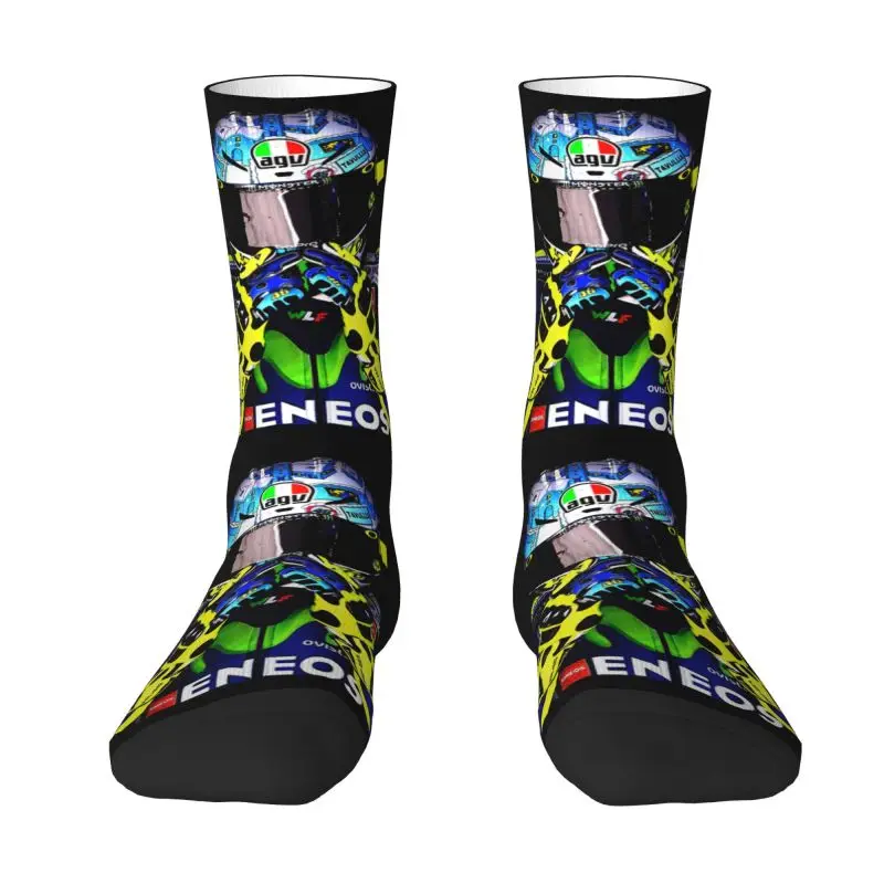 

Motorcycle Racing Rossi Men Women Crew Socks Unisex Novelty 3D Print Dress Socks