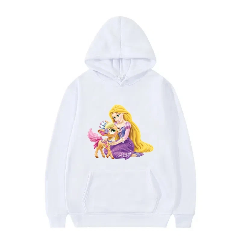 ديزني رابونزيل Kawaii موضة ريترو رمادي هوديس امرأة فضفاضة الخريف الشتاء بلايز الصوف بلوزات غير رسمية متعددة الاستخدامات Y2k الملابس