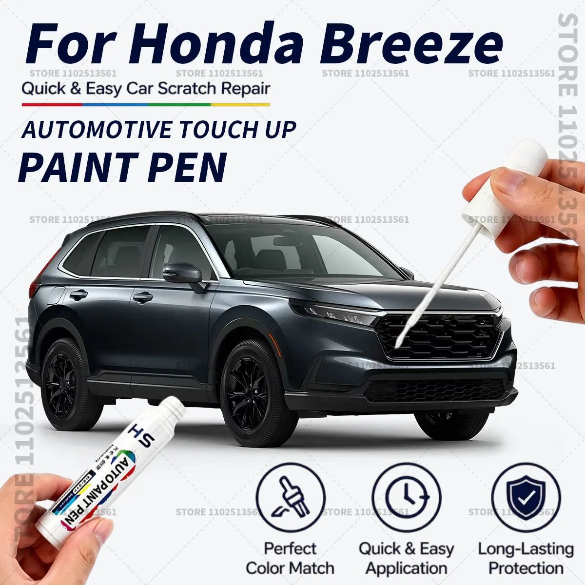 Quick Dry Car Touch Up Paint Pen Auto Scratch Repair Brush for Paint Chips Scratches and Scuffs For Honda Breeze White Black