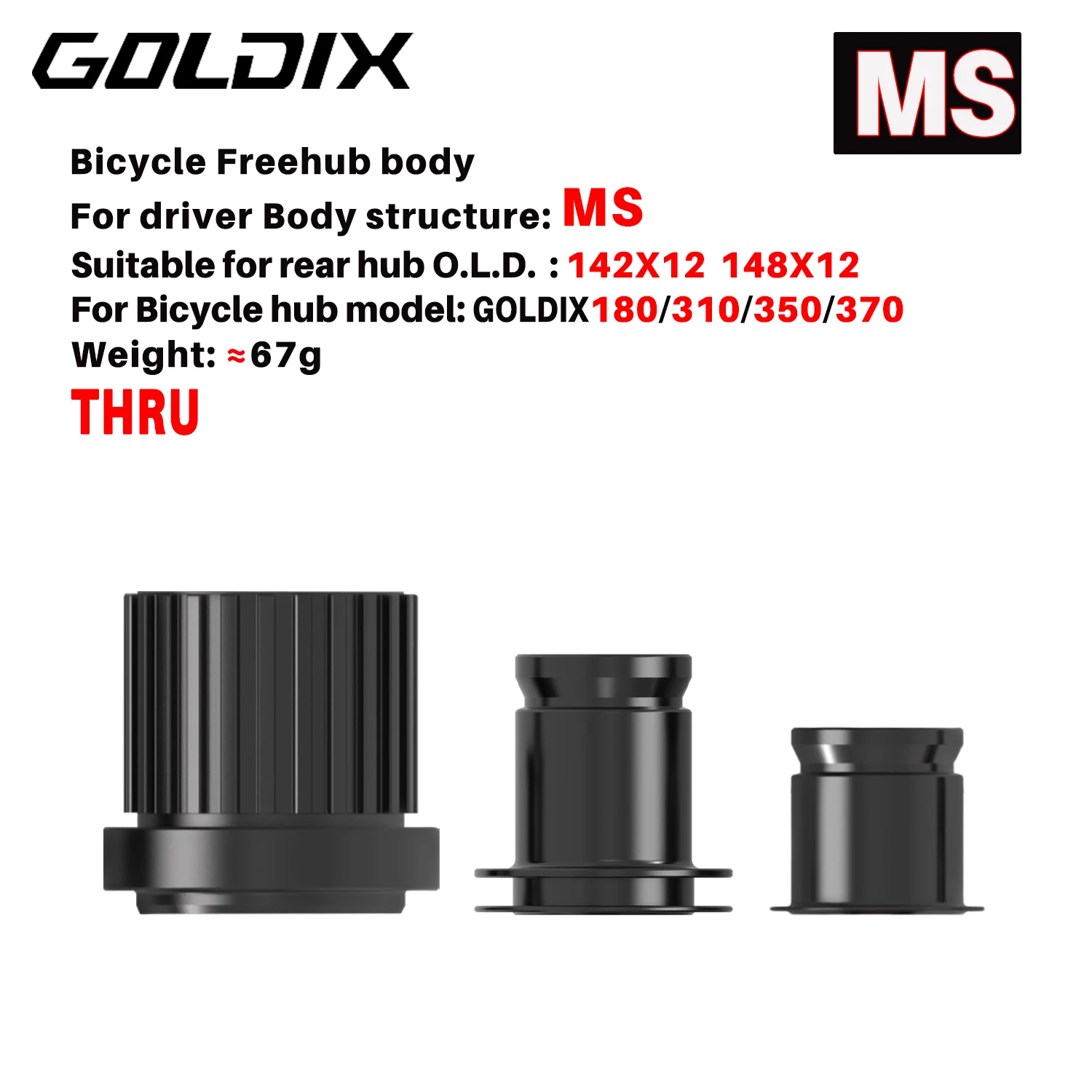 GOLDIX Bicycle Freehub Body HG/XD/MS/XDR/CP/N3W Fpr GOLDIX Hubs 180/310/350/370 Bicycle Hub QR/THRU Endcap