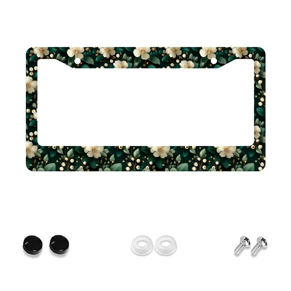

1 шт., рамка номерного знака с 2 отверстиями в винтажном зеленом цветочном узоре, алюминиевый материал, 6x12 дюймов, с комплектом винтов, украшение для автомобиля в стиле ретро