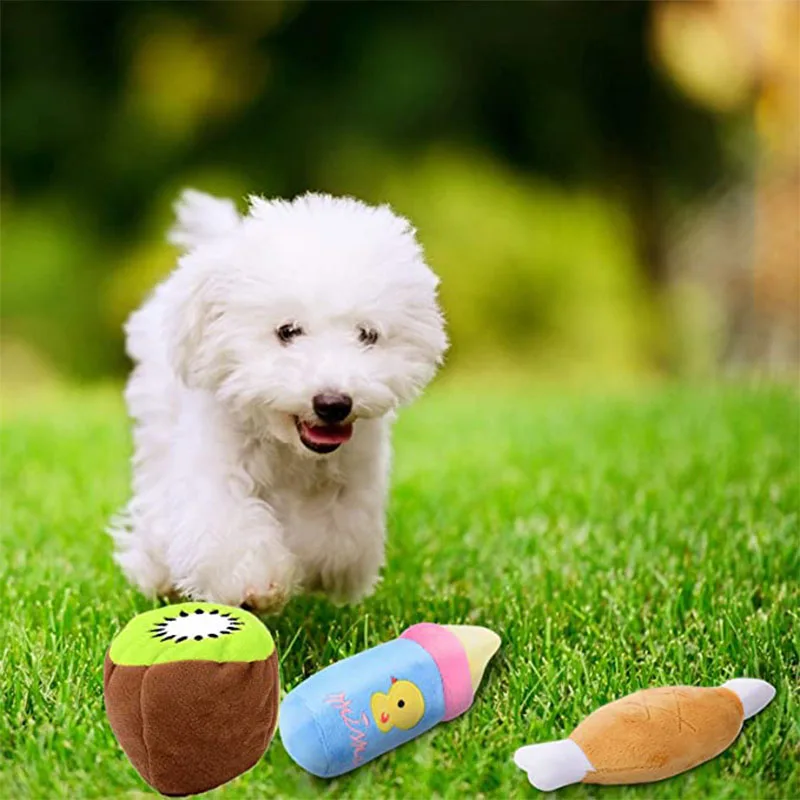 1PC Puppy Dog Plush Squeaky Toys for Small Medium Dogs Bone Aggressive Chewers for Pet Cat Products Puppy Accessories