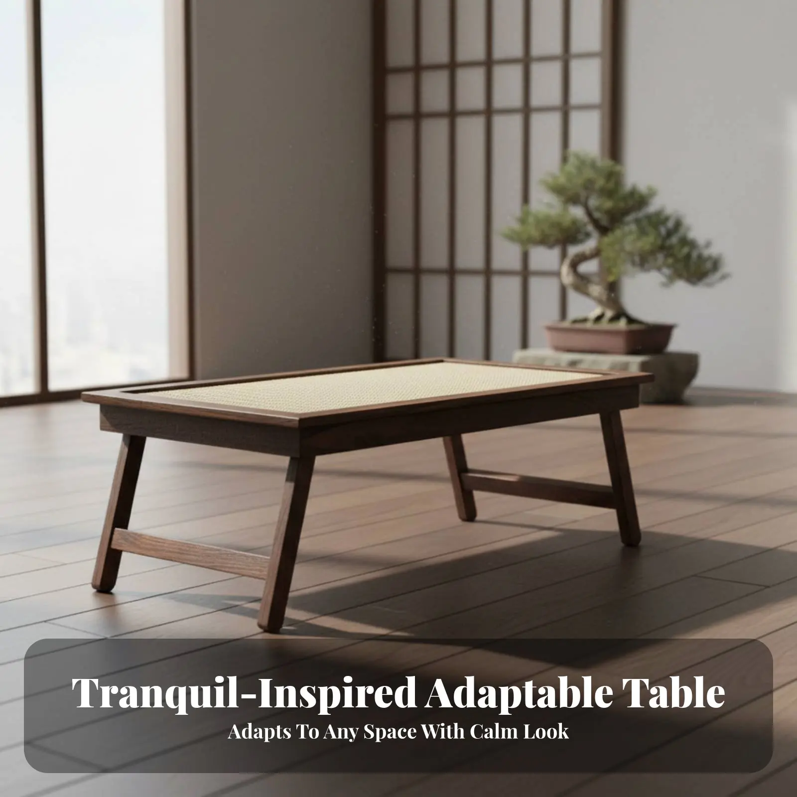 

Folding Floor Table Japanese design Foldable Floor Desk tranquil Aesthetic Multi-Purpose for Students, Bay window nook, Balcony
