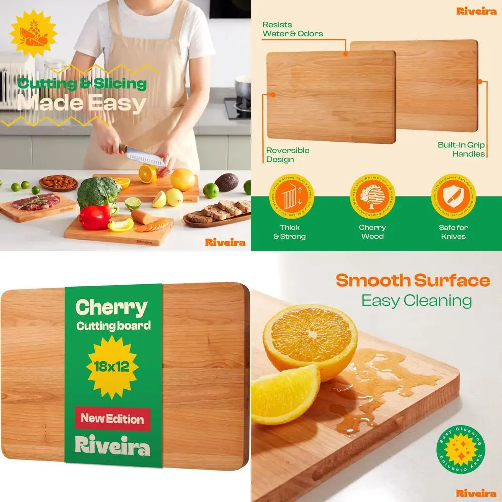 

Elegant 18x12 Black Cherry Wood Cutting Board with Juice Groove for Kitchen Decor