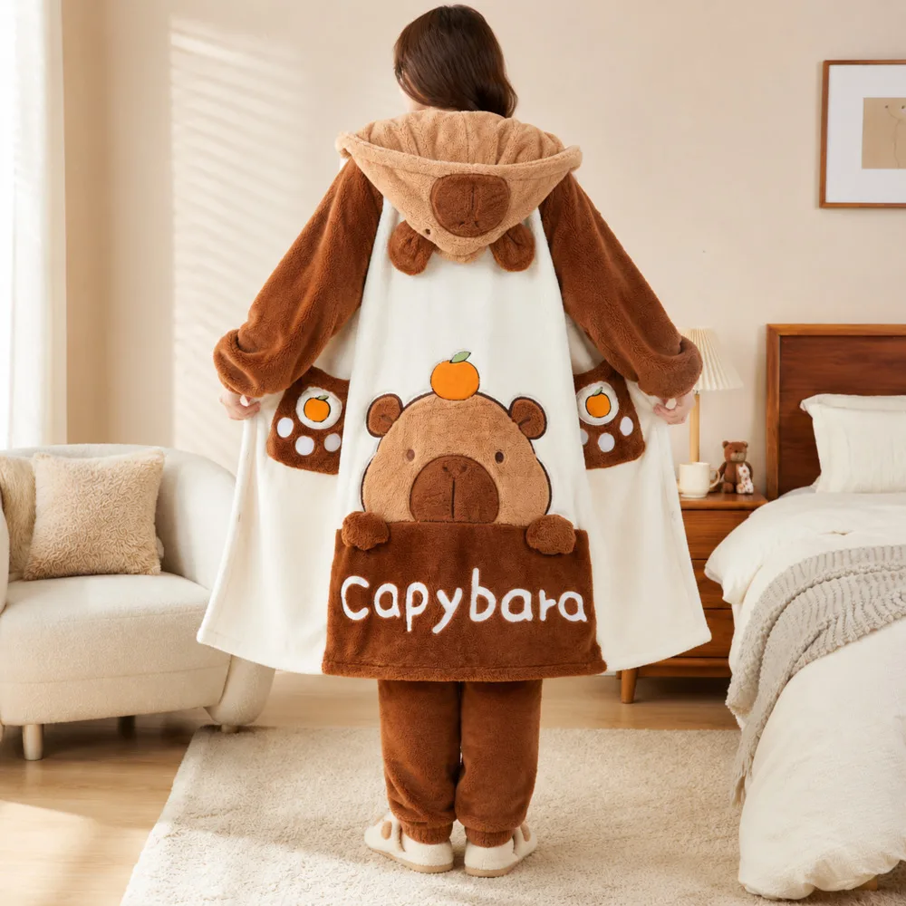 ensemble-de-pyjama-en-polaire-corail-capybara-peignoir-a-capuche-unisexe-vetements-de-nuit-chauds-et-doux-vetements-de-maison-pour-hommes-et-femmes-tenue-de-detente-pour-l'hiver