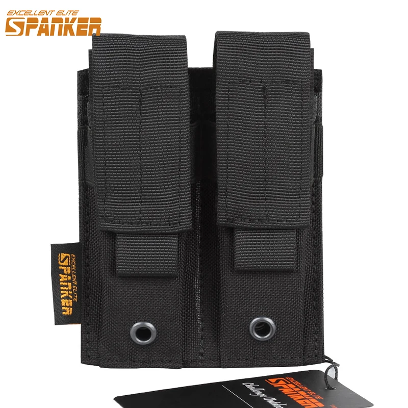 Tactical Pistol Magazine Pouch 9MM  Double Mag Bag Molle Belt Flashlight Holder Pistol  Hunting Accessories