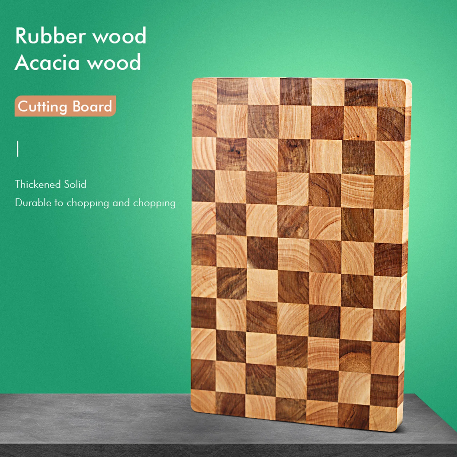 TURWHO Acacia Wood Rubberwood Chopping  Board High-Quality Thick Kitchen Cutting Board Wooden Checkerboard  Fruit Board No Paint