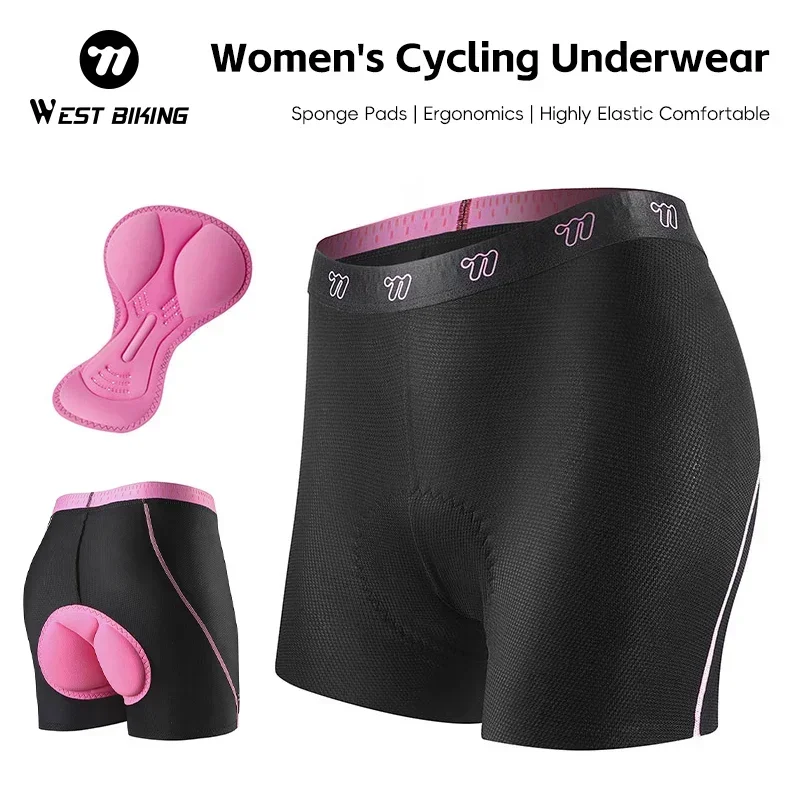 WEST BIKING Women's Cycling Cotton Underwear Short Breathable Sports Tights Woman Long Distance Padded Protective Bicycle Shorts