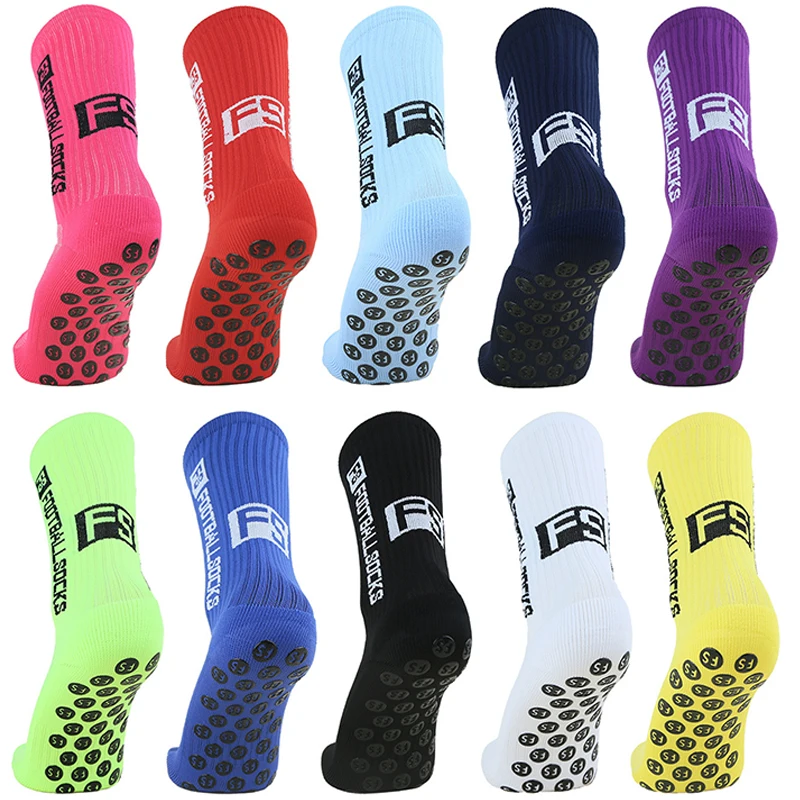 New FS Football Socks Anti Slip tapedesign Round Silicone Suction Cup Grip Soccer Socks Sports Men Women Baseball Rugby Sock