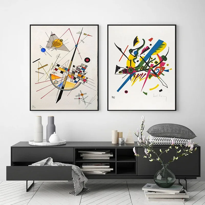 Kandinsky Famous Abstract Geometry Colorful Artworks Posters and Prints Canvas Printing Wall Art Picture for Living Room Decor