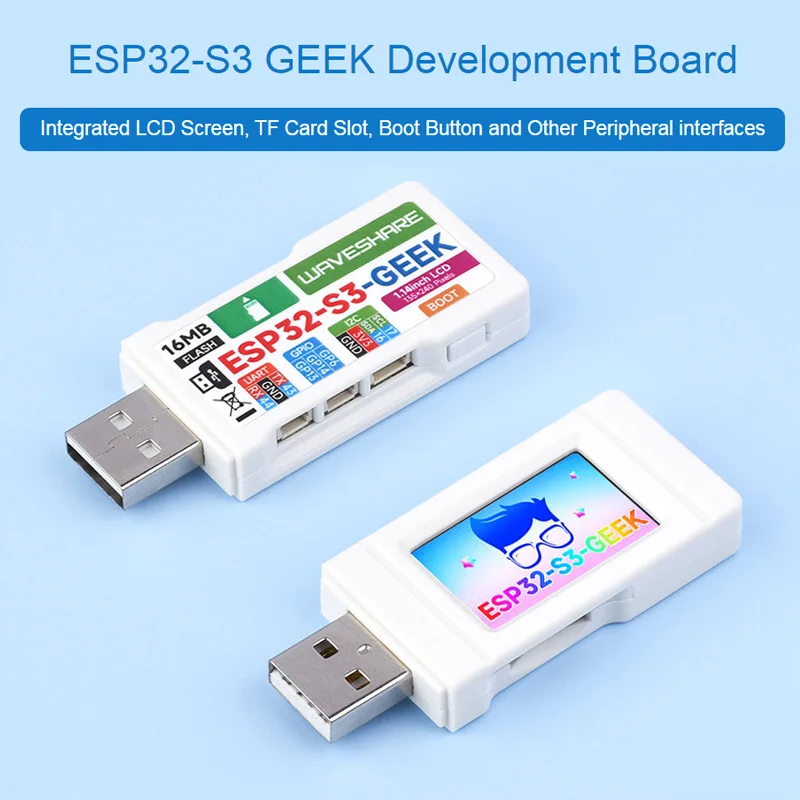 

ESP32-S3 GEEK Development Board 1.14Inch 65K Color LCD USB-A Port 16MB Flash 2MB PSRAM Supports WiFi & Bluetooth-Compatible LE