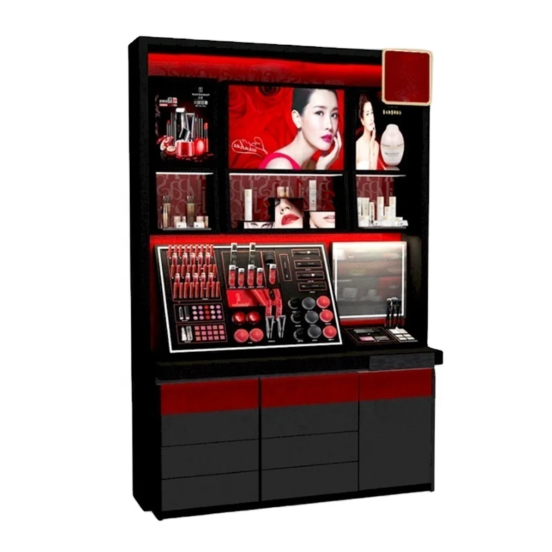 Custom-made cosmetics acrylic panel wood paint lipstick display counter display cabinet