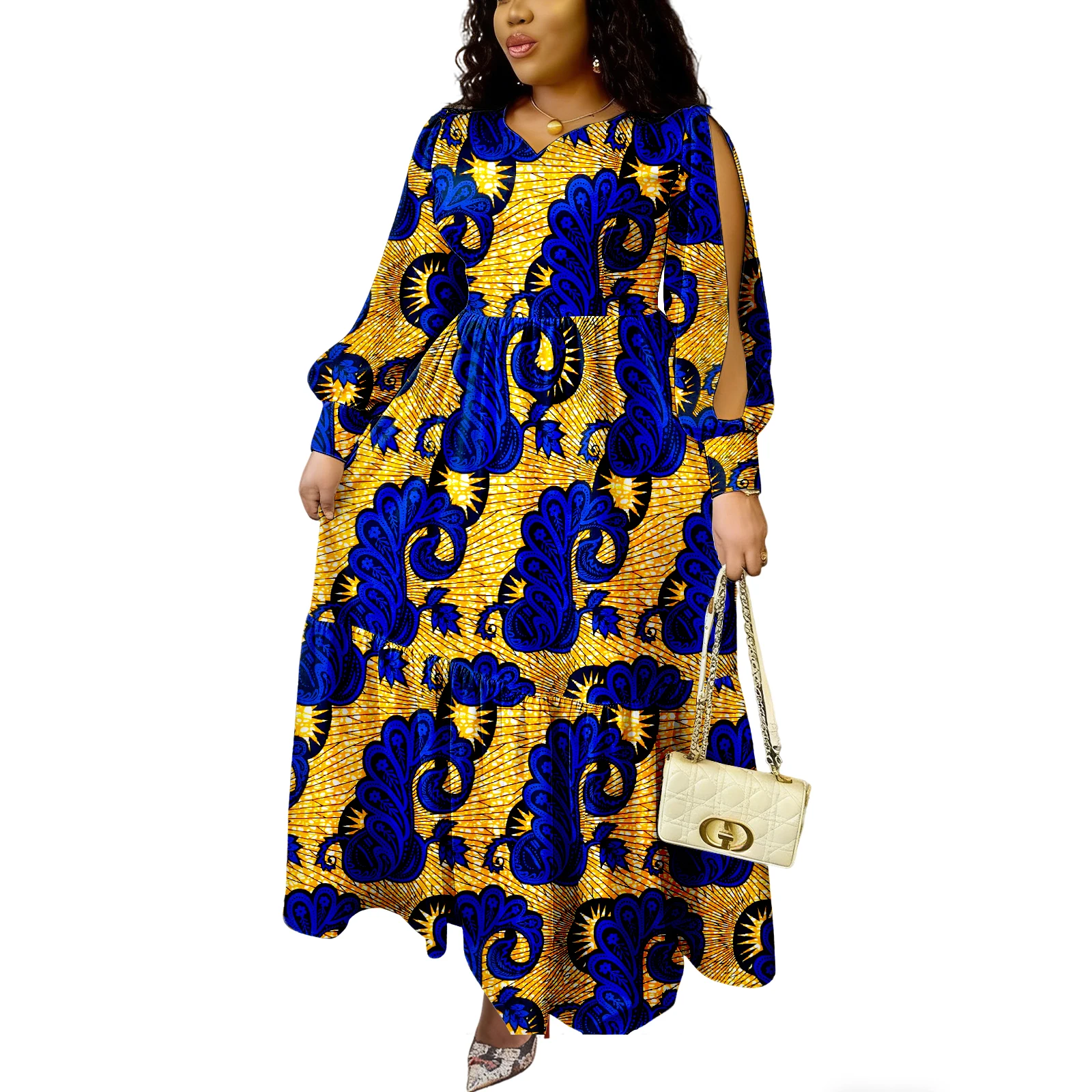 

African Turkey Dresses for Women Dashiki Attire Kente Cloth Wax Print Ankara Dress Gifts Party with Head Scarf