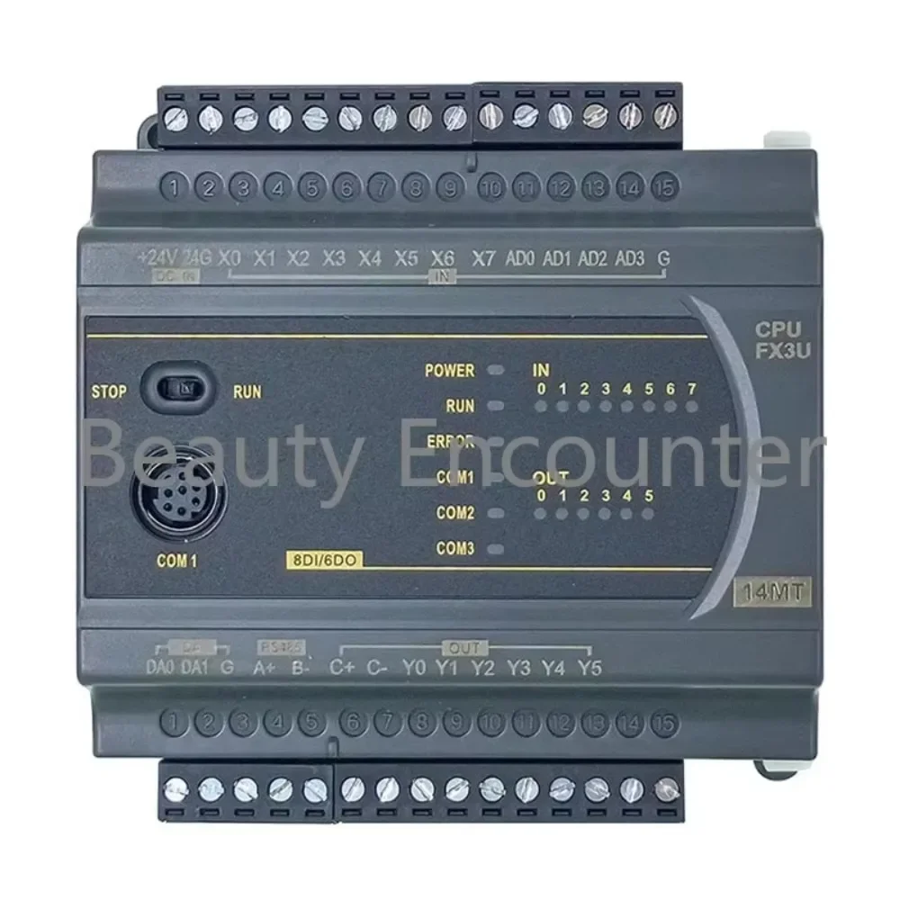 FX3U-14MR FX3U-14MT PLC programmable controller 8 input 6 output 4AD2DA with RTC