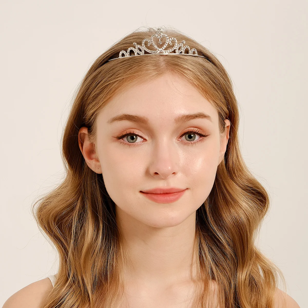 Klassische Roségold Glitzer Glücksherz Kristall Mini Tiara Legierung Krone Damen Party Auftritt Hochzeit Haarband Haaraccessoires – Detail 7