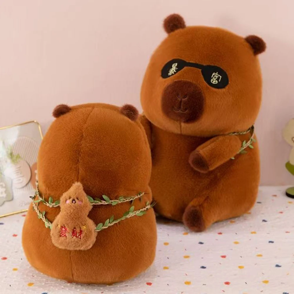 الإبداعية لتكون غنية كابيبارا رقيق القرع على ظهره كابيبارا القطن دمية الحيوان البني كابيبارا محشوة دمية غرفة ديكور #4