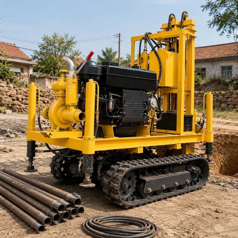Self Propelled Crawler Water Well Drill For Uneven Ground Operations With Durable Steel Mast Industrial Equipment Manufacturer