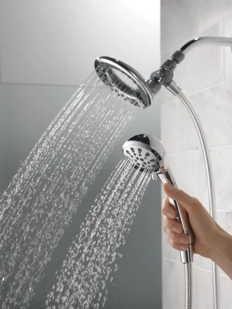 2-in-1 Dual Shower Head with Handheld Spray, Chrome Finish, 4 Spray Settings, 1.75 GPM Flow Rate