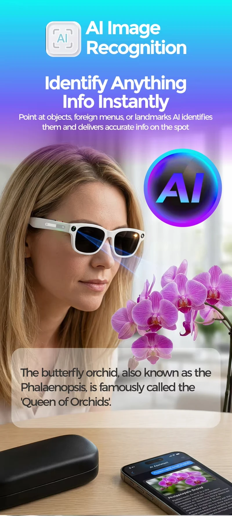 Lenovo for Men Women 8MP AI Smart Glasses 8k HD Camera Glasses AI Wake-up Bluetooth Music Audio Sunglasses Language Translation image 2