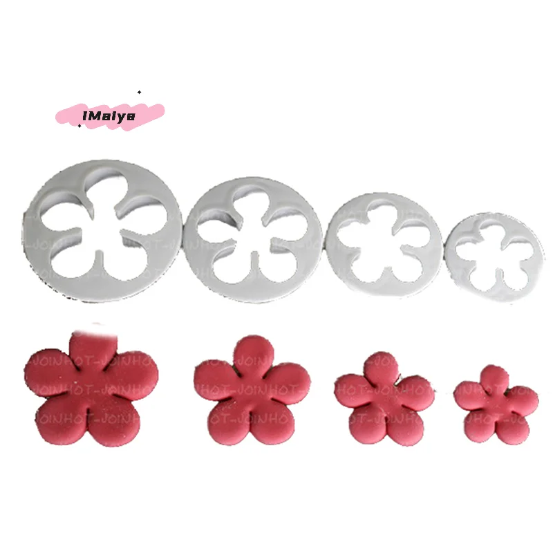 M-4pcs Flower Moulds DIY Plaster Work Clay Resin Art Soft Silicone Fondant Cake Mold Soap Ice Chocolate Decoration Baking Tool