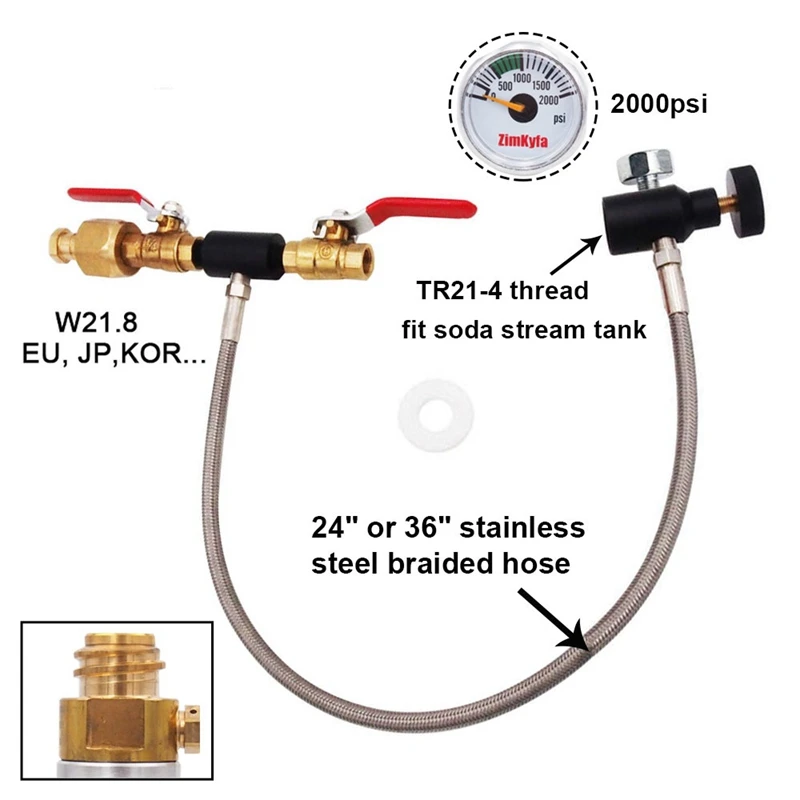 W21.8 CO2 Refill Adapter Charging Adaptor for Filling Soda Water Maker Tank Canister