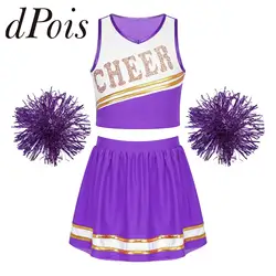 Kids Cheerleading Costume Children Cheer Dance Outfits Flower Balls School Girls Cheerleader Uniforms for Halloween Cosplay