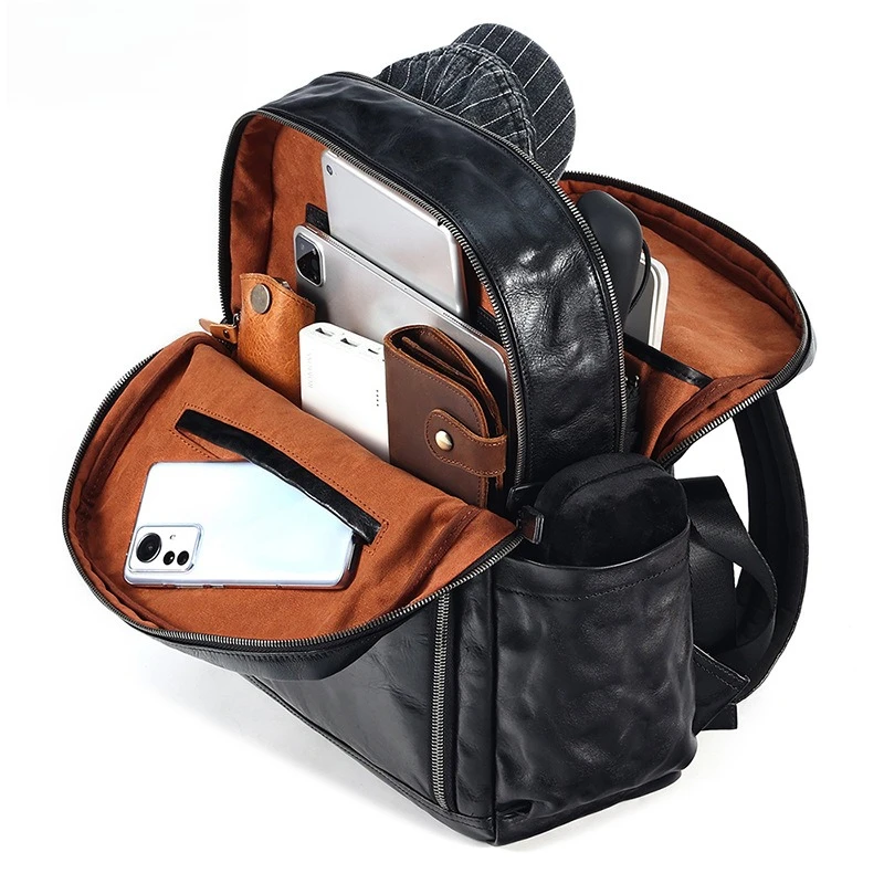 15インチ通勤ハイエンドレザービジネスコンピュータバックパック