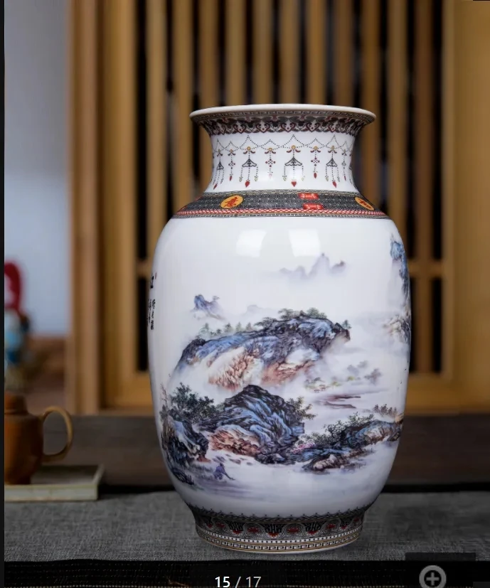 Imagem -03 - Grande Tamanho Jingdezhen Vaso de Cerâmica Antigo Chinês Tradicional Vaso Decoração do Agregado Familiar Vaso Animal Fino e Liso su 34cm