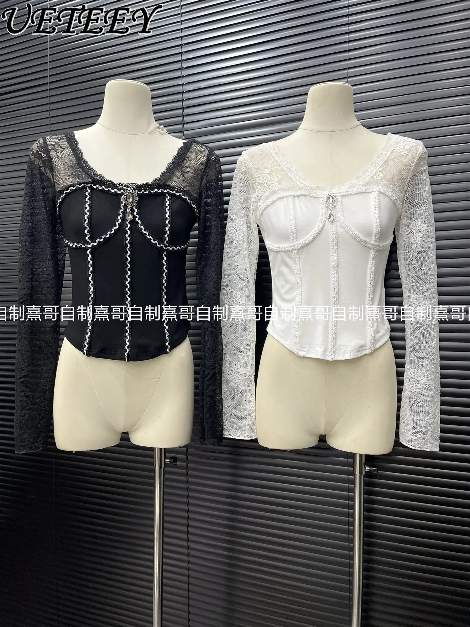 

French Style Spring New Fashion Slim Fit Lace Trim Long Sleeve T-Shirt Vintage Sexy Hot Girl Temperament Versatile Tops