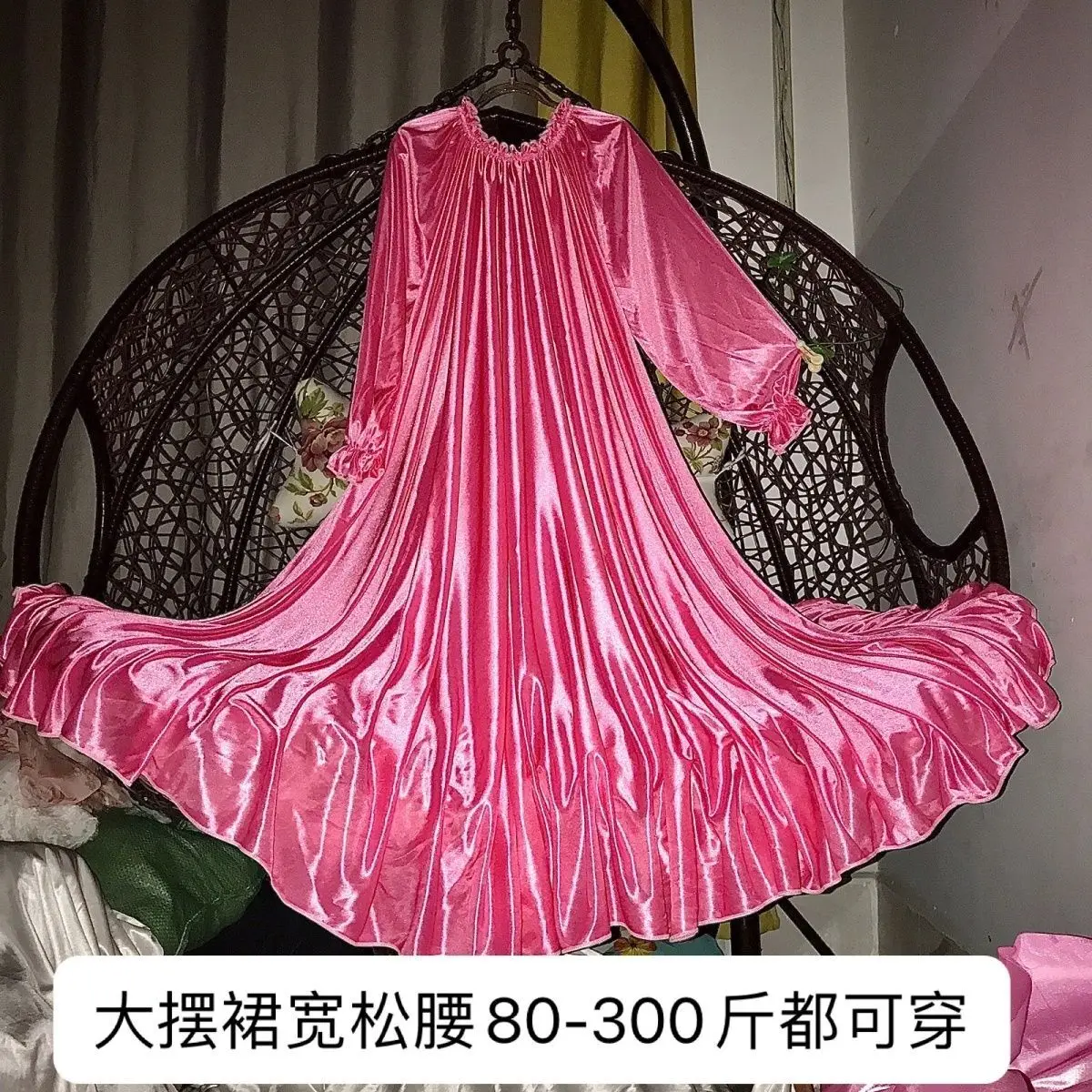 Glossy Ruffles Women Chiffon Mesh Satin Ruffles Long Maxi Dress Elegant Dresses