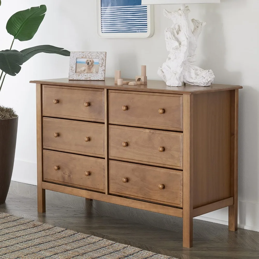 

6-Drawer Double Wide Dresser in Chestnut, durability, versatile design, quality material, Freestanding