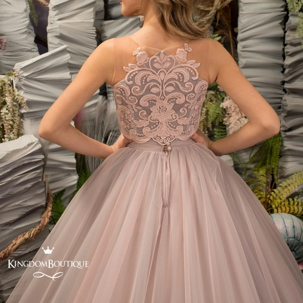 Lorencia-Vestido florido para casamento, 2 peças, aplique floral de renda, primeira comunhão, vestido de festa, princesa, YFD60