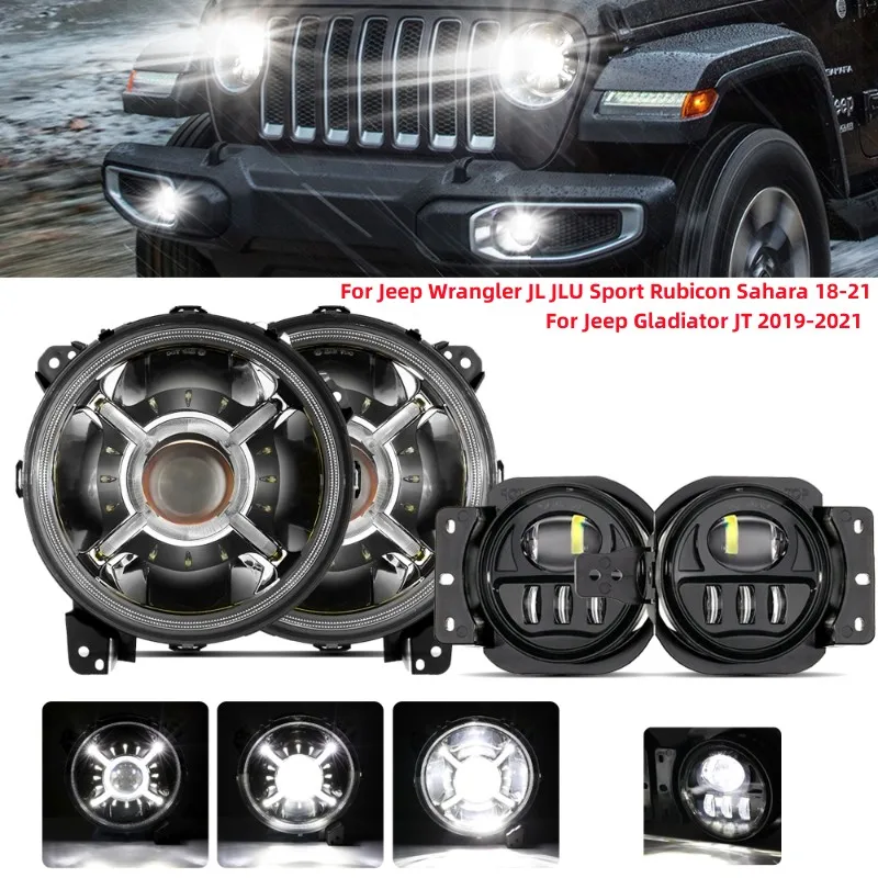 

2/4Pcs 9 Inch Car Round LED Headlights Signal Lamp for Jeep Wrangler JL JLU Sport Rubicon Sahara for Jeep Gladiator JT 19-21