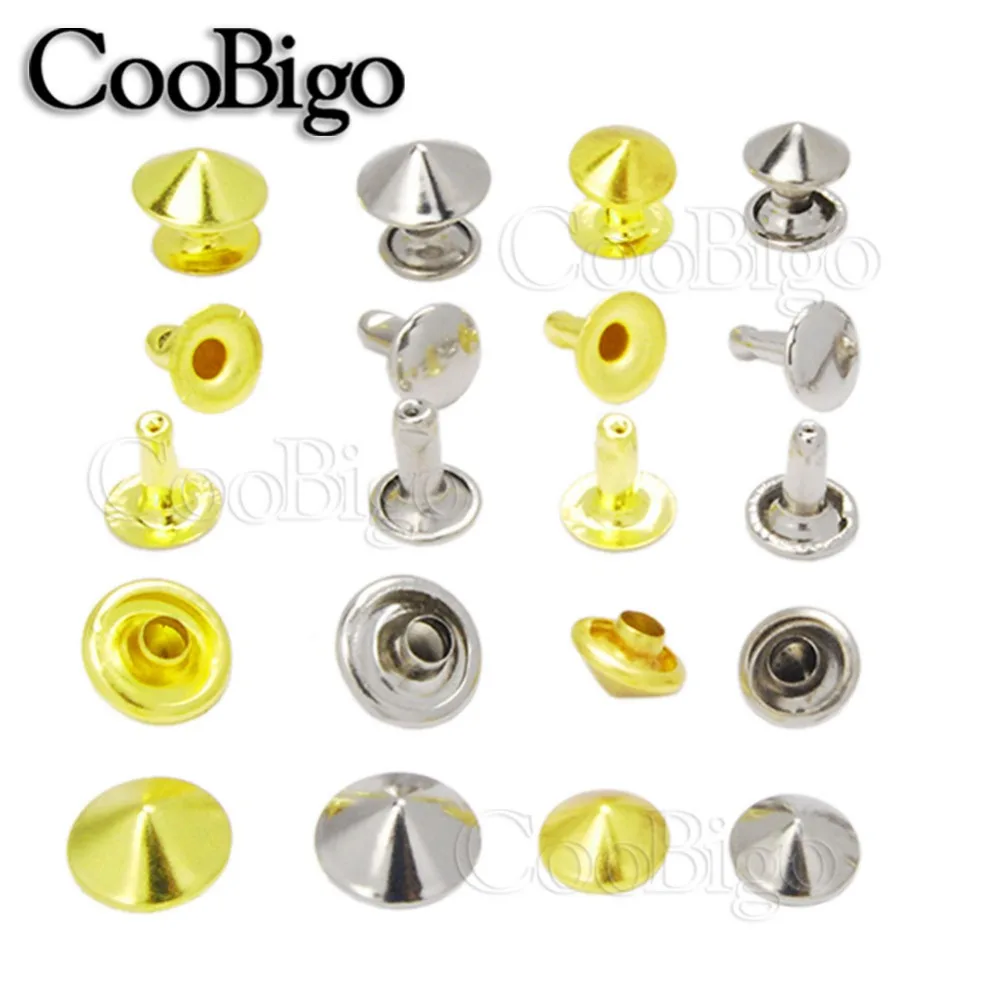 

8mm 10mm 50Set Stud Rivet Spike Punk Rock Decorative Leather Craft Clothing Shoes Bags DIY Accessories Silver Golden