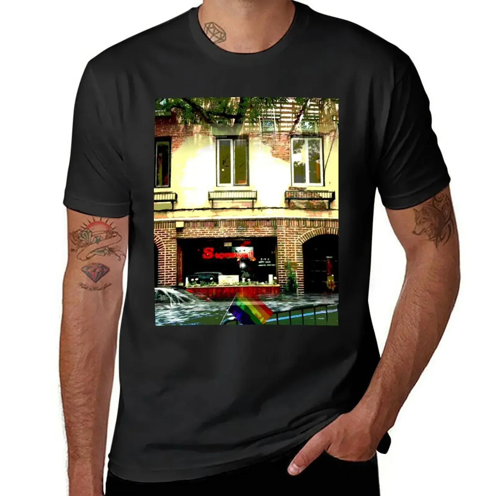 

Stonewall, Christopher St,, NYC, NY T-Shirt plus size tops rapper graphic tees mens t shirt