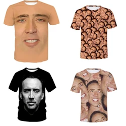 Funny 3D Humor Fun Printing T-Shirt Nicolas Cage Face Graphic T Shirt for Men Womens Clothing Fashion Cool Kids Tops Tee Shirts