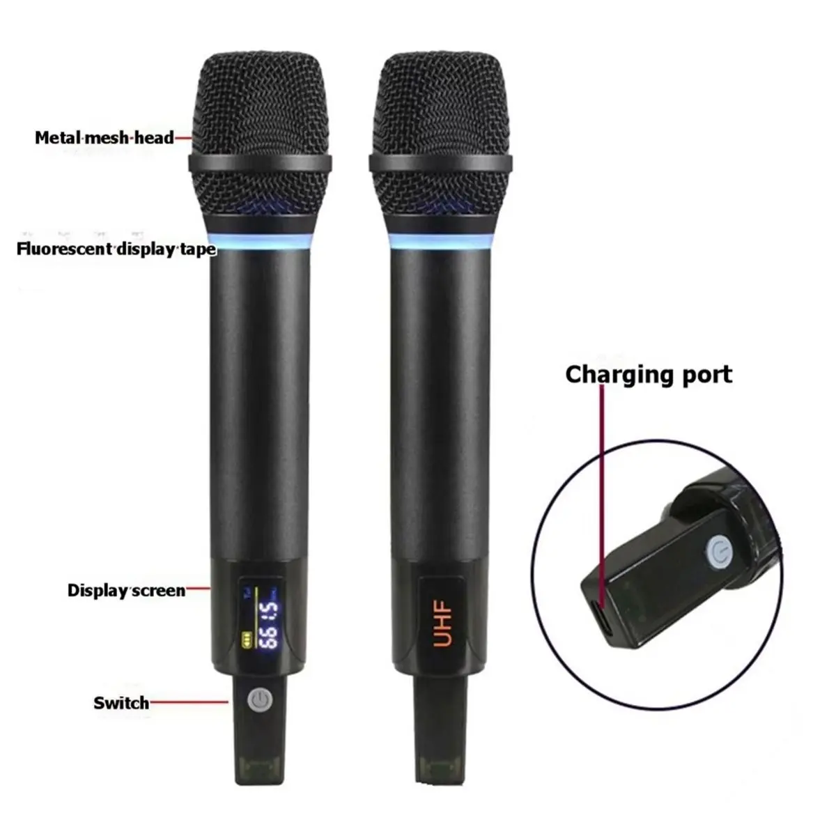 618 Mega Sale Wireless Microphone Dynamic Handheld Microphone Mic with Rechargeable Receiver for Show Meeting