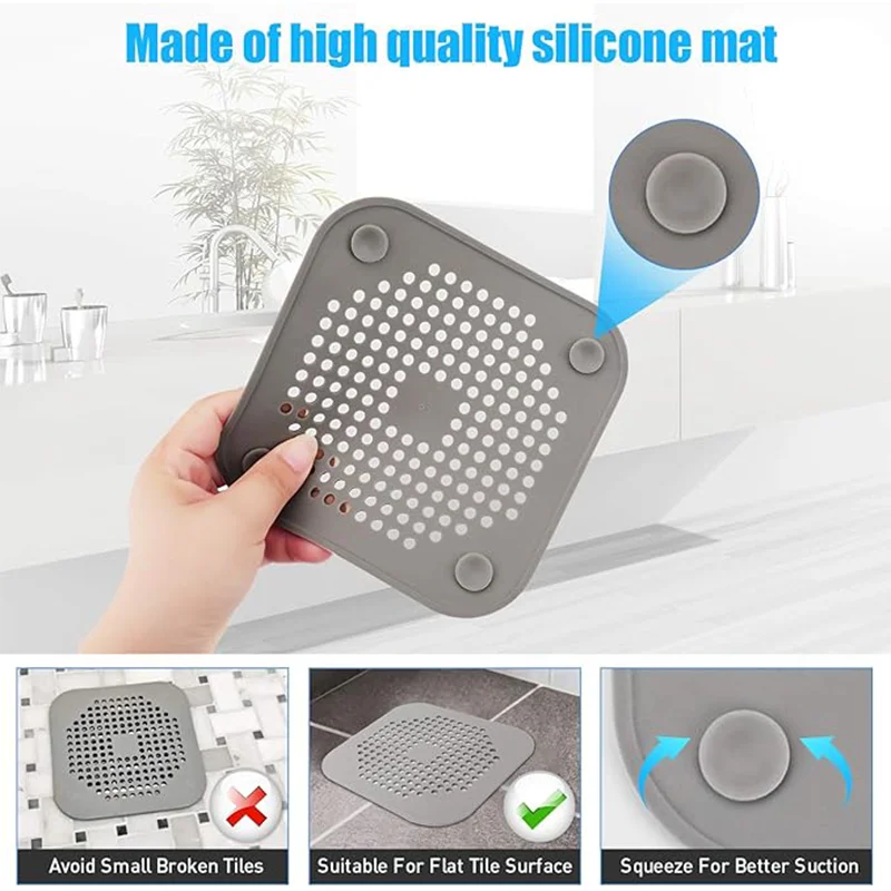 

3 Pack Floor Drain Hair Catcher Rubber Shower Drain Cover With Dense Mesh For Bathroom Anti Clog Hair And Debris Filter