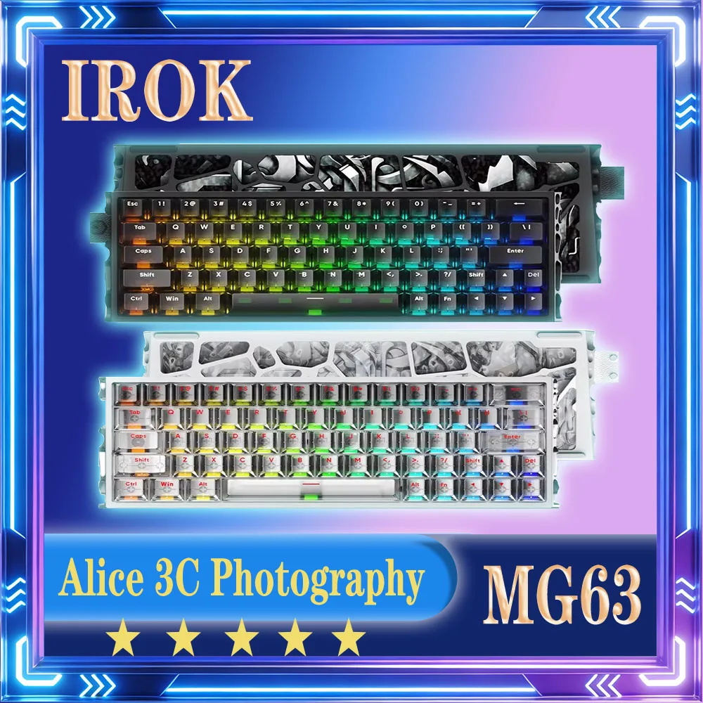 

IROK MG63 Mechanical Keyboard Magnetic Switch Dual MCU Quick Trigger Low Latency Esports Gaming Keyboard RT0.001mm Hot Swap