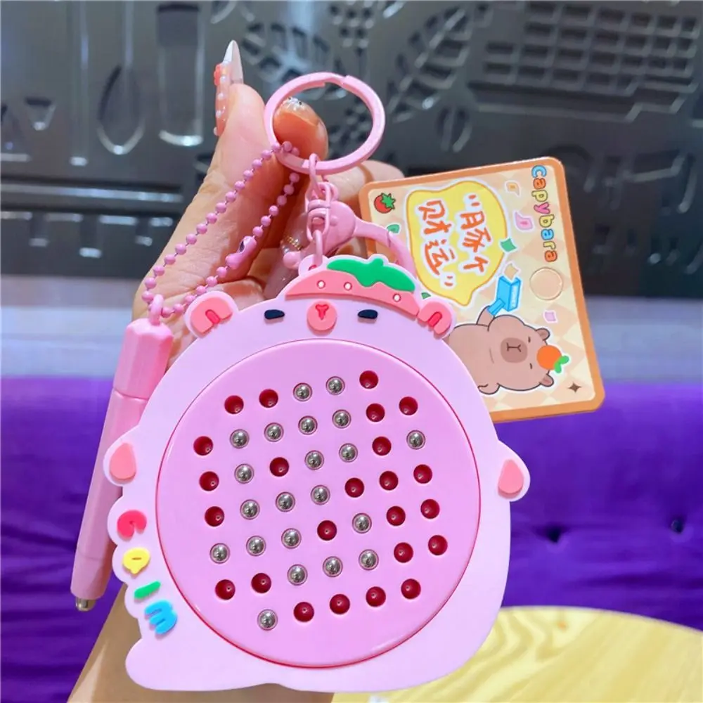Llavero con tablero de dibujo magnético de capibara, juguete relajante DIY, Mini llavero divertido, juego de pintura, almohadilla, juguete de dibujo Montessori, colgante