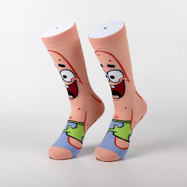 Lustige gelbe Schwamm-Cartoon-Socken mit quadratischem Anime-Charakter, Oktopus-Tentakeln, der Krabben-Boss, für Männer und Frauen, atmungsaktive Baumwollstrümpfe – Detail 4