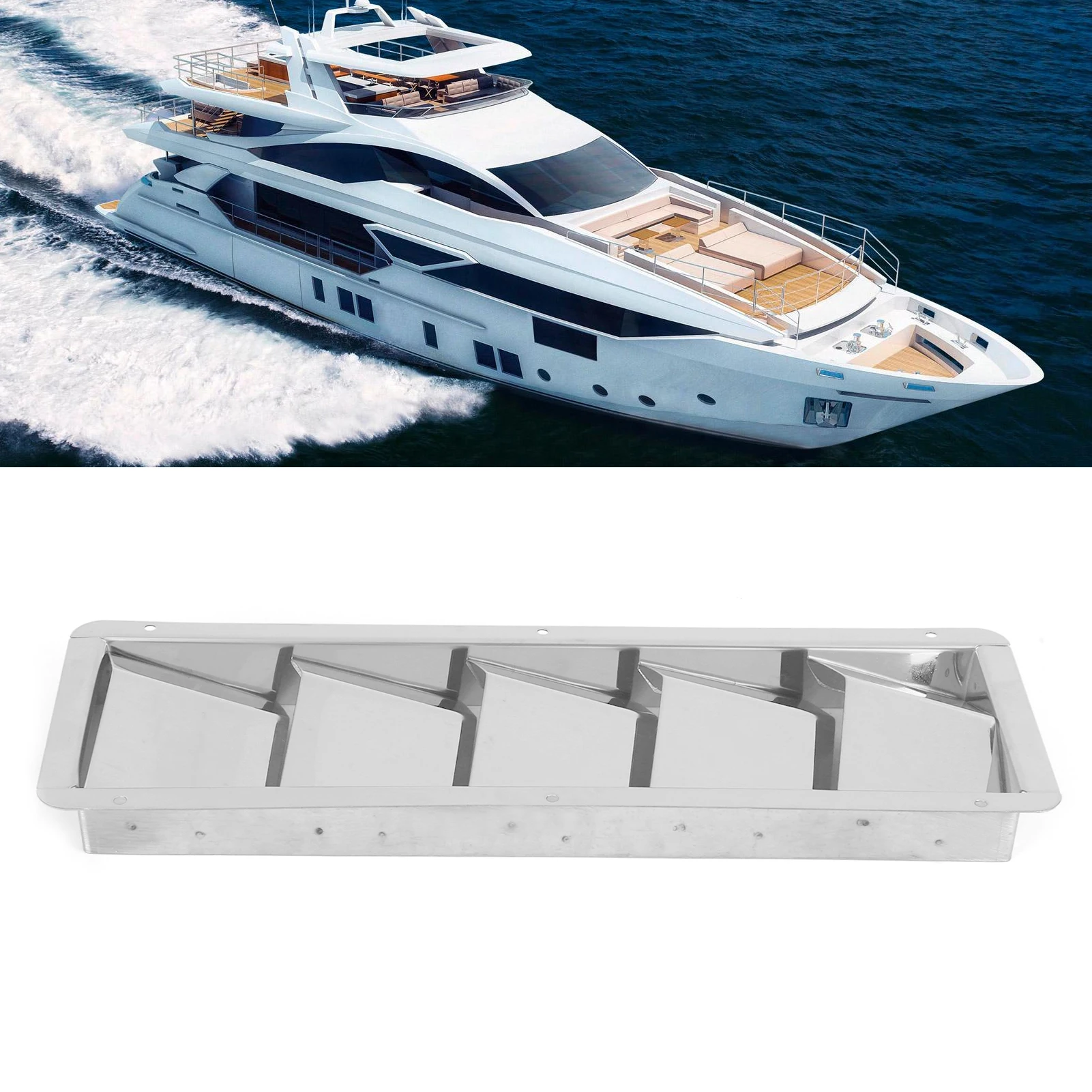 5 Slots Boat Louver Vent Rectangle Stainless Steel Durable Ventilation Grille Hardware Fitting Boat Vent Grille Boat Louver Vent