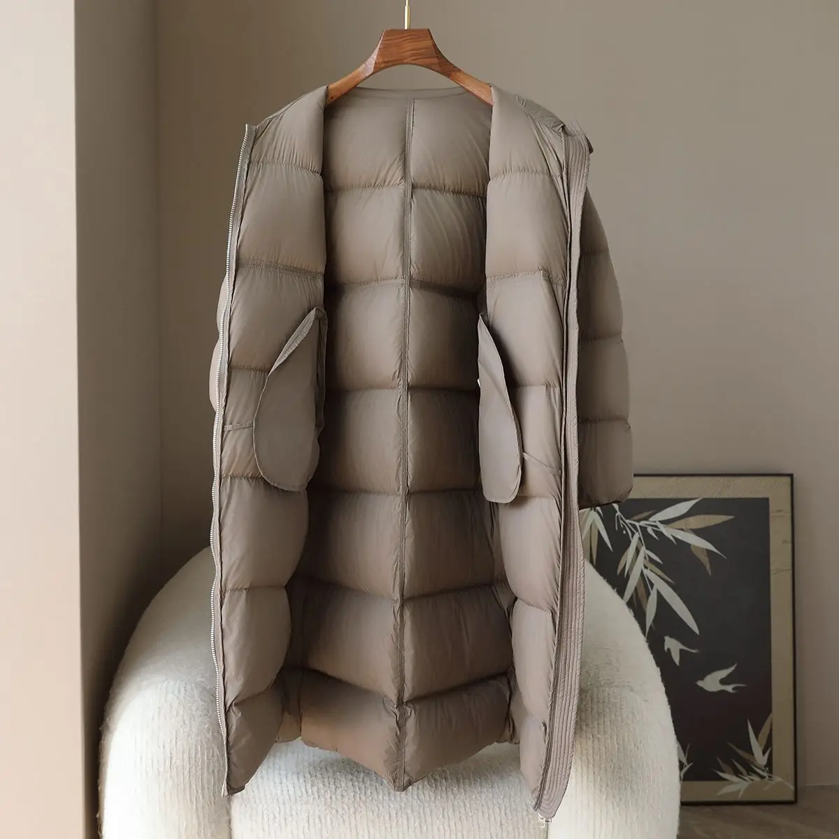 Veste en duvet de canard 90% de haute qualité pour femme, manteau résistant au froid, longueur aux genoux, nouvelle collection automne et hiver 2025